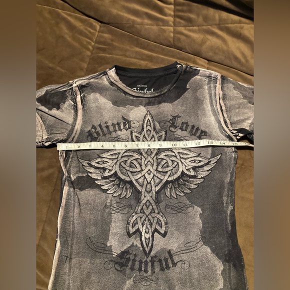 Sinful brand, size medium, 100% cotton, black and gray tee - Picture 7 of 8